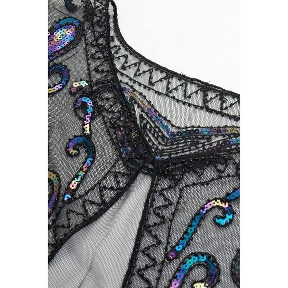 Babeyond 1920s Shawl Wraps Beaded Cape Bridal Shawl Cover Up - Black  Colorful - Picture 5 of 6